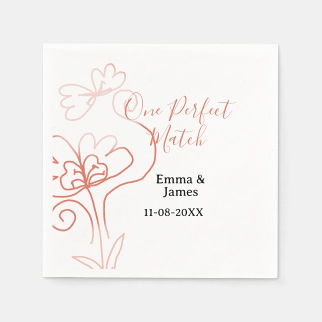 Guardanapo De Papel One Perfect match terracotta wedding couple name f (Frente)
