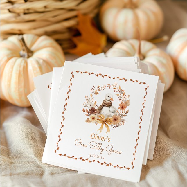 Guardanapo De Papel One Silly Goose Rustic Fall 1st Birthday (Criador carregado)