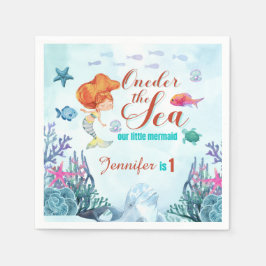 Guardanapo De Papel Oneder a primeiro aniversario da sereia laranja