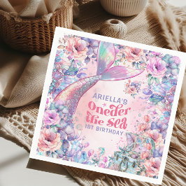 Guardanapo De Papel Oneder The Sea Flower Glitter Mermaid Tail 