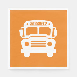 Guardanapo De Papel Ônibus da escola branca em fundo laranja