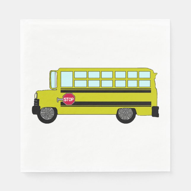 Guardanapo De Papel Ônibus Escolar Amarelo com Sinal de Parada (Frente)