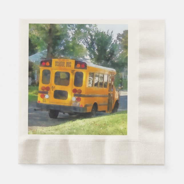 Guardanapo De Papel Ônibus escolar estacionado (Frente)