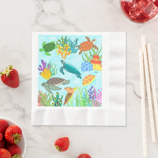 Guardanapo De Papel OnOcean Green Sea Turtle Anniversário (Insitu)