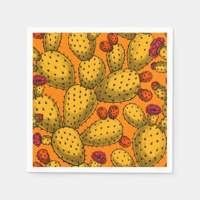 Guardanapo De Papel Opuntia florescente em amarelo (Frente)