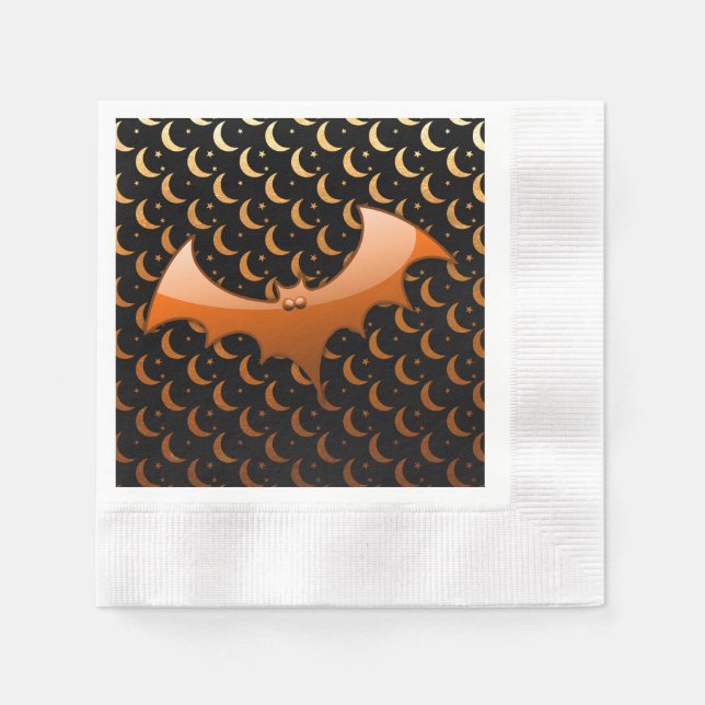 Guardanapo De Papel Orange Bat Quarter Moons Luncheon Napkins (Frente)