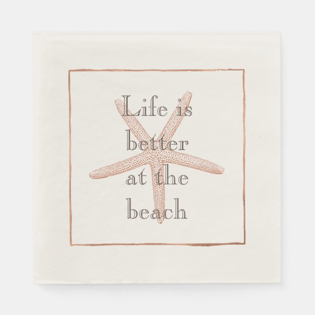 Guardanapo De Papel Orange Beach Starfish (Frente)