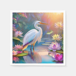 Guardanapo De Papel Orange Billed White Heron Fantasy Bird