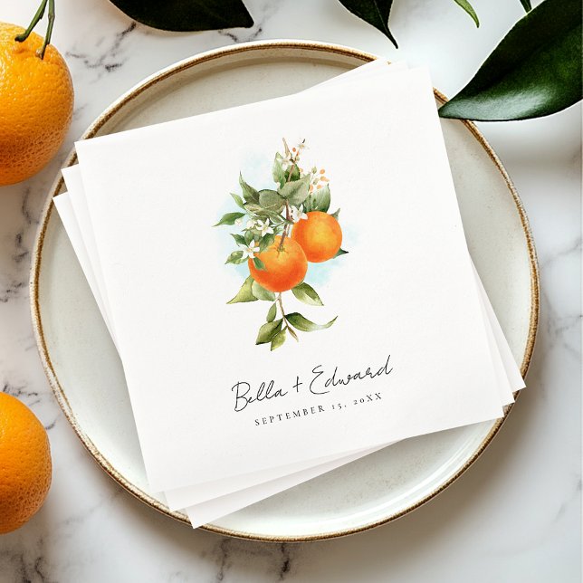 Guardanapo De Papel Orange Botanical Boho Wedkins Napkins (Criador carregado)