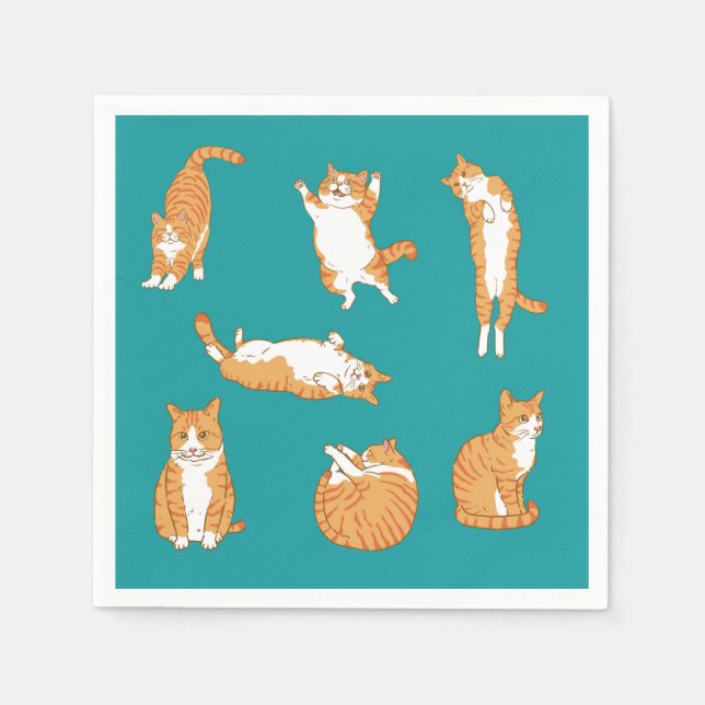 Guardanapo De Papel Orange Cats Engraçado (Frente)