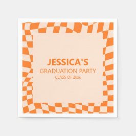 Guardanapo De Papel Orange Checker Graduation Party Custom 2026