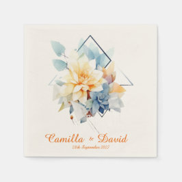 Guardanapo De Papel Orange Cub-Flower: Personalized Wedding Napkins