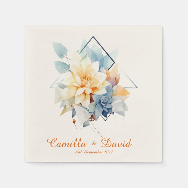 Guardanapo De Papel Orange Cub-Flower: Personalized Wedding Napkins (Frente)