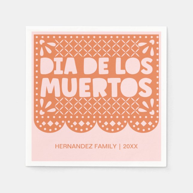 Guardanapo De Papel Orange Dia de los Muertos Napkins Personalizado (Frente)
