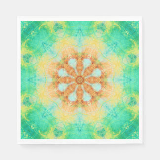 Guardanapo De Papel orange e turquoise mandala | padrão caleidoscópio