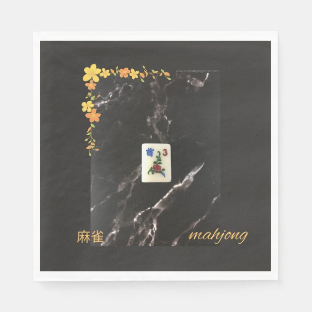 Guardanapo De Papel Orange floral mahjong napkin (Frente)