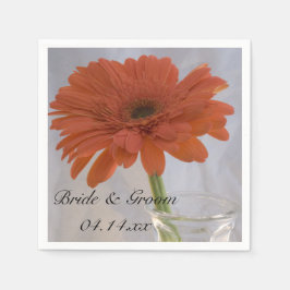 Guardanapo De Papel Orange Gerber Daisy in Vase Wedding