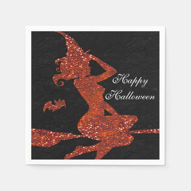 Guardanapo De Papel Orange Glitter Halloween Witume Party (Frente)