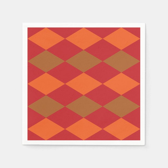 Guardanapo De Papel Orange Green Checkered Diamond Standard Party (Frente)