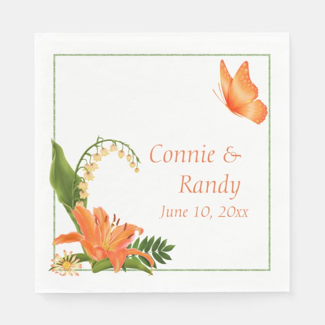 Guardanapo De Papel Orange Lily Wedding Napkin (Frente)