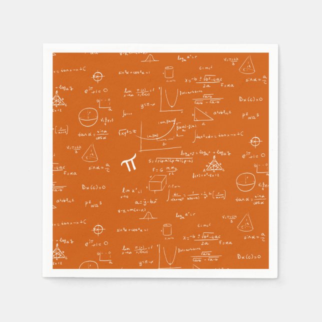 Guardanapo De Papel Orange Math Equations Graphics Graduation (Frente)