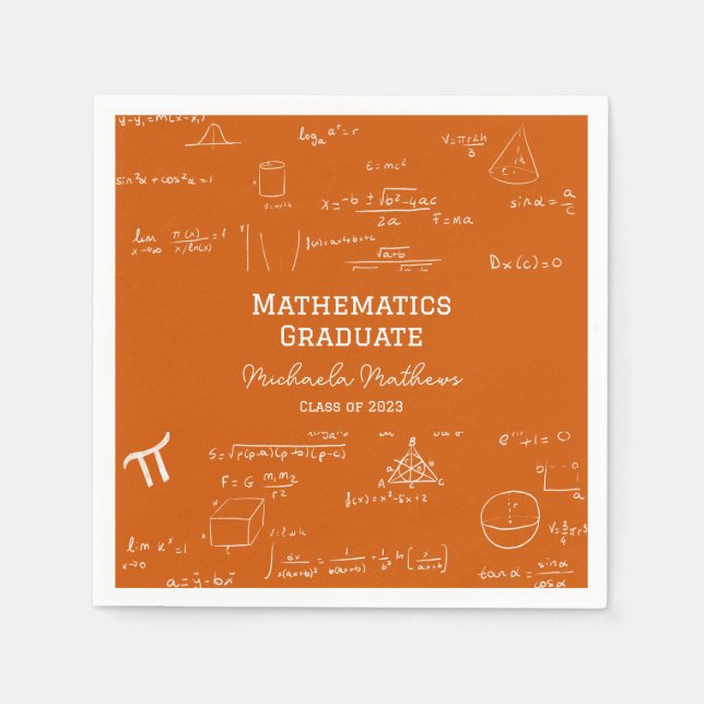Guardanapo De Papel Orange Mathematics Graduate Class of Graduation (Frente)