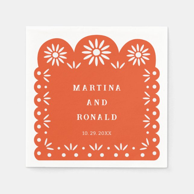 GUARDANAPO DE PAPEL ORANGE MEXICAN PAPEL PICADO (Frente)