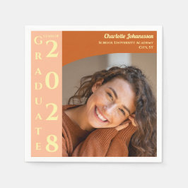 Guardanapo De Papel Orange Modern Photo Graduation Party