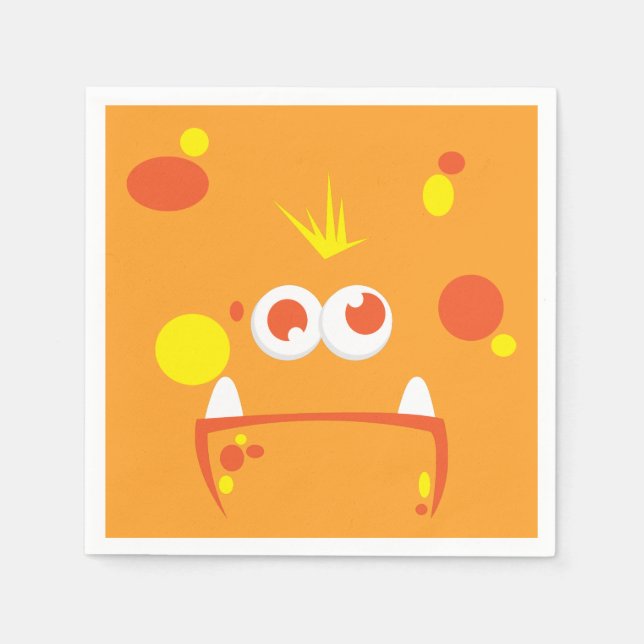 Guardanapo De Papel Orange Monster Face Napkins (Frente)