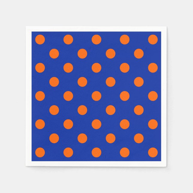 Guardanapo De Papel Orange On Blue Polka Dots Pattern Design  (Frente)