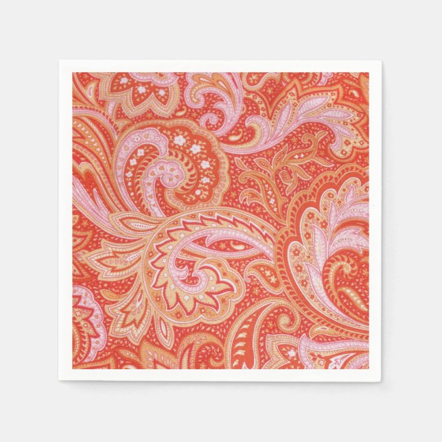 Guardanapo De Papel Orange Paisley (Frente)
