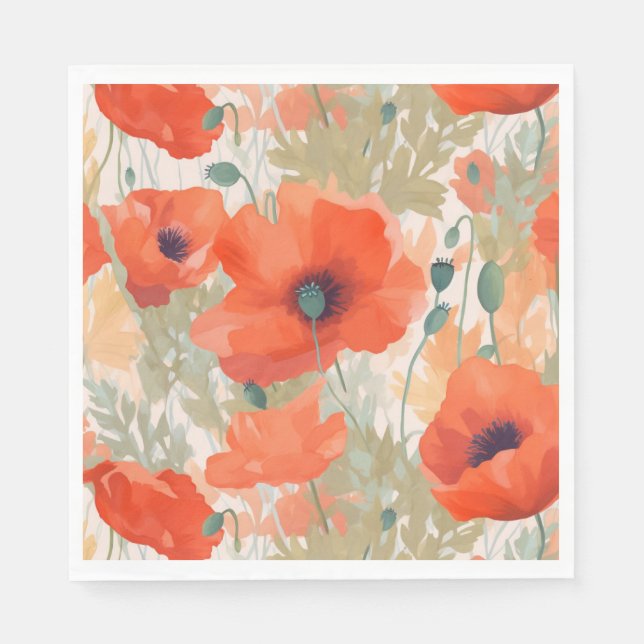 Guardanapo De Papel Orange Poppy Meadow (Frente)