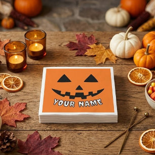 Guardanapo De Papel Orange Pumpkin Personalizado Halloween Seu Nome
