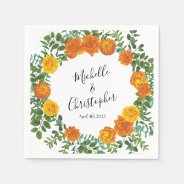 Guardanapo De Papel Orange Rosa Wedding Floral Modern