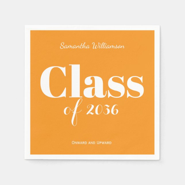 Guardanapo De Papel Orange White Graduation Party Napkins Customizable (Frente)