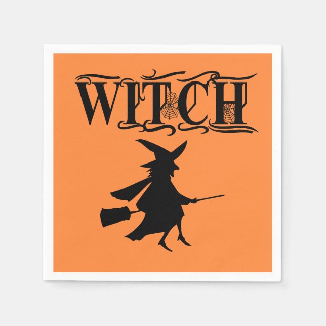 Guardanapo De Papel Orange Wicked Flying Witeen Halloween (Frente)