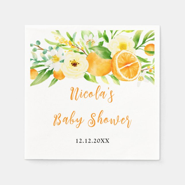 Guardanapo De Papel Oranges Citrus Baby Shower (Frente)