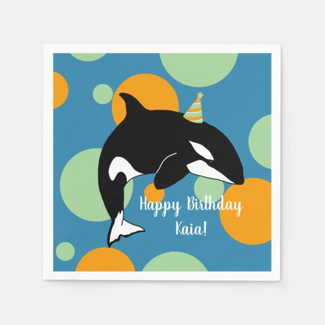 Guardanapo De Papel Orca Killer Whale Birthday (Frente)