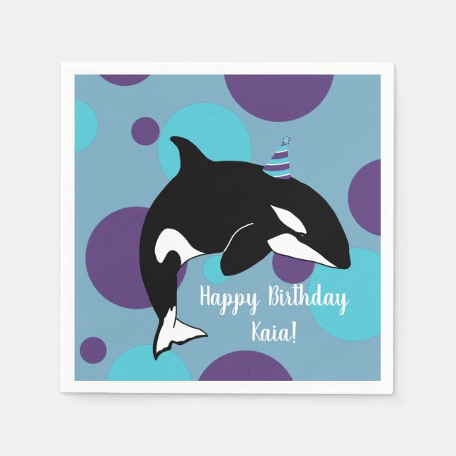 Guardanapo De Papel Orca Killer Whale Birthday (Frente)