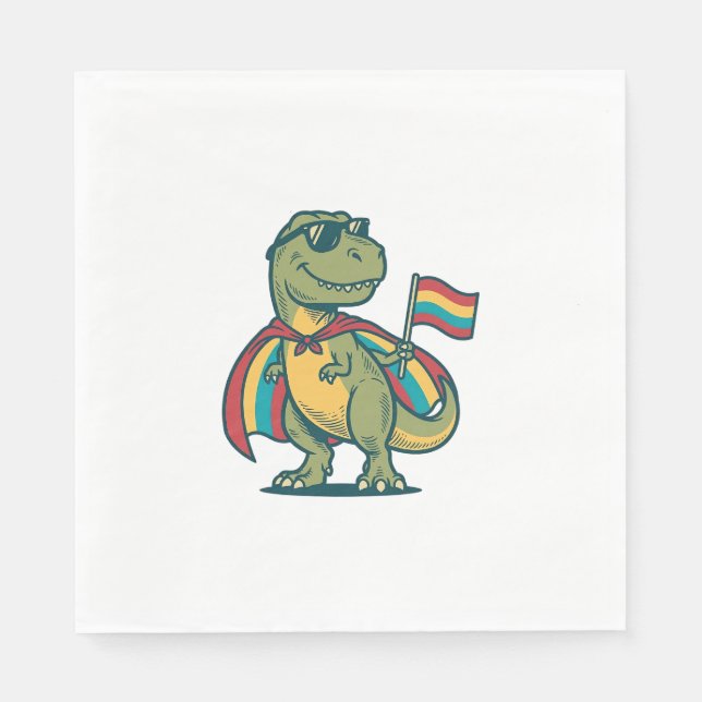 Guardanapo De Papel Orgulho Fofo de Dinossauro Camisa Vector Design_1 (Frente)