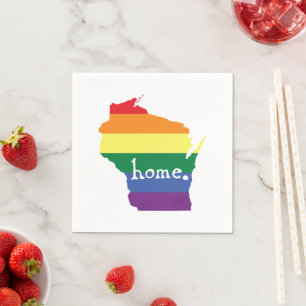 Guardanapo De Papel Orgulho gay de Wisconsin Mapa do lar