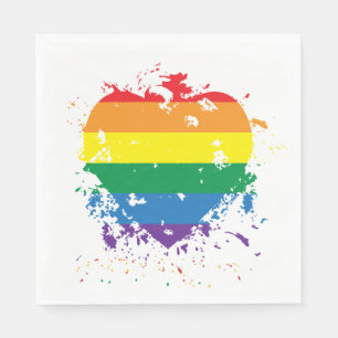 Guardanapo De Papel Orgulho gay Rainbow Flag Heart