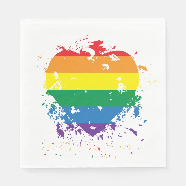 Guardanapo De Papel Orgulho gay Rainbow Flag Heart (Frente)