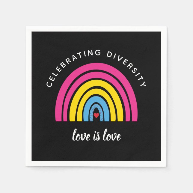 Guardanapo De Papel Orgulho Pansexual Celebrando Diversidade O Amor É  (Frente)