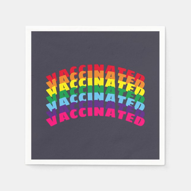 Guardanapo De Papel Orgulho vacinado, arco-íris escuro, papel azul mar (Frente)