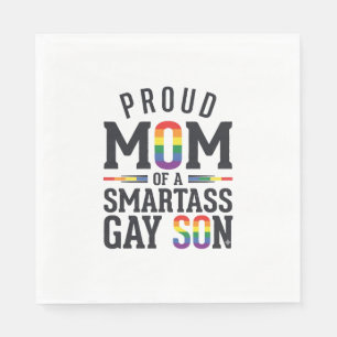 Guardanapo De Papel Orgulhosa Mãe de um Filho Gay Arrogante Camisa Vin