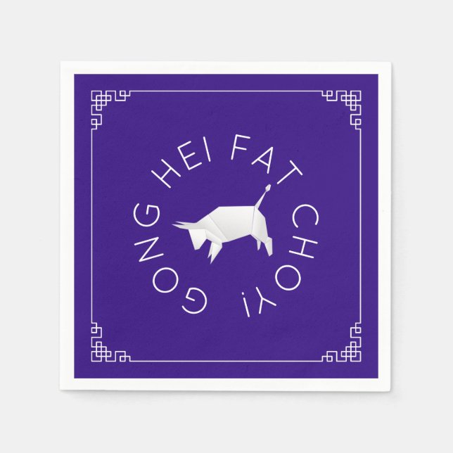 Guardanapo De Papel Origami de Ano Novo Chinês Ox (Frente)