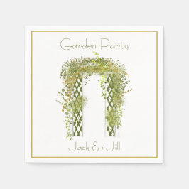 Guardanapo De Papel Ornamentado com folhagem verde e Dourada