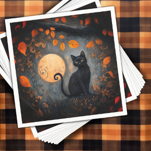 Guardanapo De Papel Ornamentado de Gato Preto do Dia das Bruxas de Lu