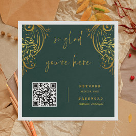 Guardanapo De Papel Ornamentado Dourado Amigos WiFi Senha Casamento Ná